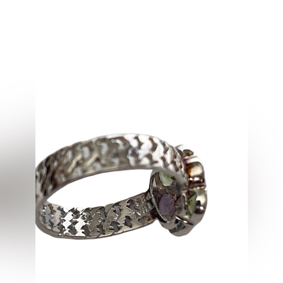 925 Thailand Sterling Silver Multi Gemstone Cluster Ring. Size 7. Pre owned - Picture 3 of 6